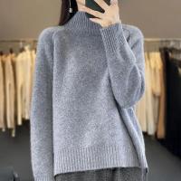 2025 Otoño Invierno suéter de punto de cuello alto Mujer moda coreana lado Split salvaje Jumpers Mujer sólido jersey de manga larga Mujer - details 6