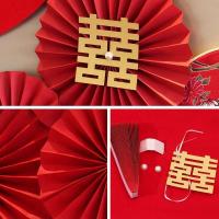 Artesanías de Papel Colgante de Boda Roja Estilo Chino 6Pcs Decoración de Pared para Dormitorio Sala de Estar Abanico de Origami DIY Party Supplies - details 12