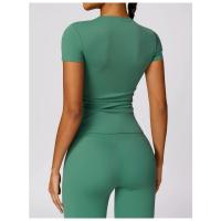 Camiseta deportiva ajustada para mujer, camiseta deportiva de secado rápido de alta elasticidad para fitness, yoga, ropa deportiva de manga corta - details 6