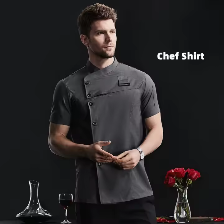 Chaqueta de cocina, uniforme de Catering, ropa de Chef de manga corta, camarera de Hotel, restaurante, ropa de trabajo, panadería, abrigo de Chef de Sushi, camisa de cocina - 1