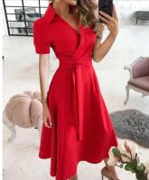 Elegante Vestido de Verano sin Mangas Cuello Abultado, Cinturón, Vestido Largo para Fiesta - details 4