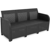 Jardín Sanremo con Dos sillones y sofá de 3 plazas con Mesa Auxiliar, Resina imitación ratán Trenzado. - details 2