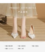 Nuevos tacones altos de las mujeres stiletto moda francesa temperamento boda novia zapatos de las mujeres blanco solo zapatos - details 1