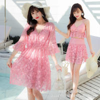 Traje de baño dividido para mujer, conjunto deportivo de tres piezas con cubierta de vientre delgado, traje de baño con cubierta de carne - details 2