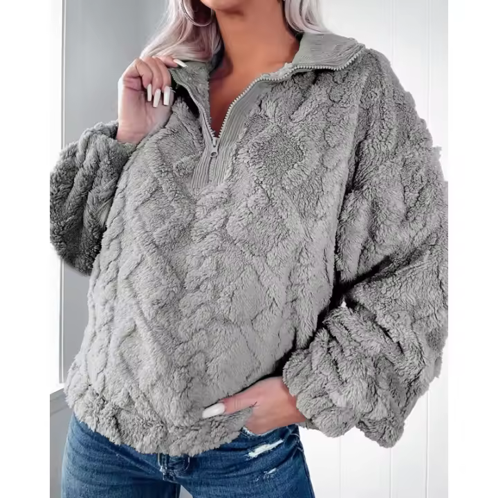 Otoño e Invierno nuevo suéter de Color sólido para mujer con parte superior de piel para mujer - 1