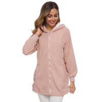 Suéter de lana con chaqueta de lana de cordero con capucha y cremallera para mujer - details 10