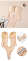 Sujetador moldeador de cuerpo sin espalda para mujer, cuello en V profundo, tanga invisible sin costuras, ropa moldeadora para boda - details 6