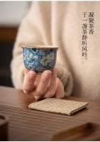 Huangyun Ru Kiln Flower - Juego de té personal de cerámica para el hogar, taza individual azul y blanca - details 9