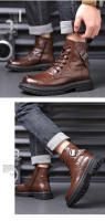 Cuero Piel de vaca Forro polar Botas cálidas para hombres Botas de tendencia versátiles Botas de herramientas - details 19