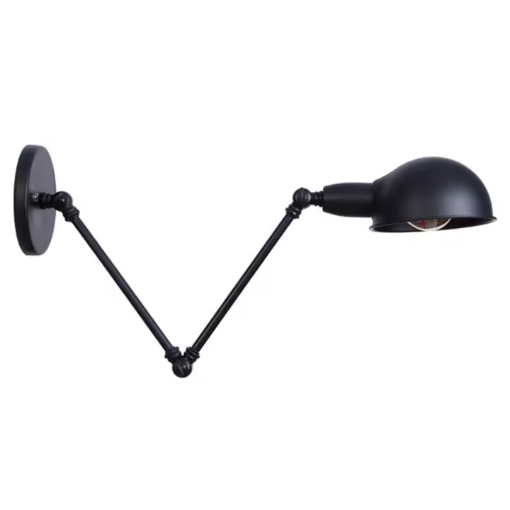 Luz de pared ajustable de 2 brazos, accesorio de iluminación de pared con brazo oscilante E26, candelabros de oficina, color negro antiguo - 1