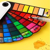 Juego de pintura de acuarela plegable con pincel de agua, Kit de pintura al óleo de 18/24/36/42 colores, pigmento de acuarela sólido para estudiantes - details 6
