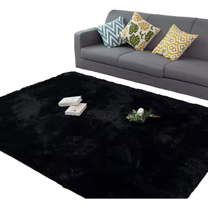 Alfombras mullidas de Interior súper Suaves de Terciopelo, Linda Alfombra de Dormitorio, Adecuado para salón, 120x180cm Negro - 1