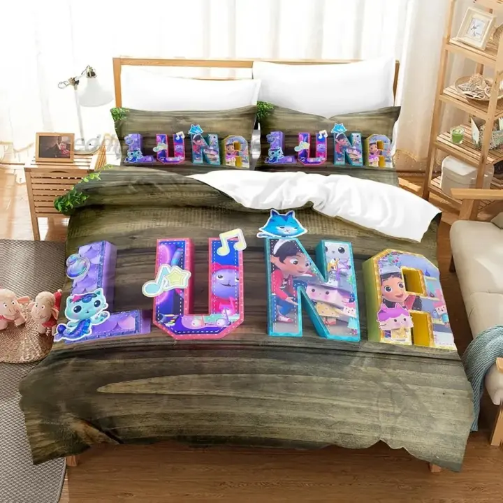 Juego de Ropa de Cama para Casa de Muñecas Gabbys 3D Tamaño Cama Twin Full King - 1