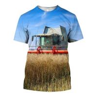 Camiseta con estampado de Tractor 3D de talla grande para hombre y mujer, uniforme de granjero, Haruku, informal, redondo, deportivo, de secado rápido, transpirable - details 7