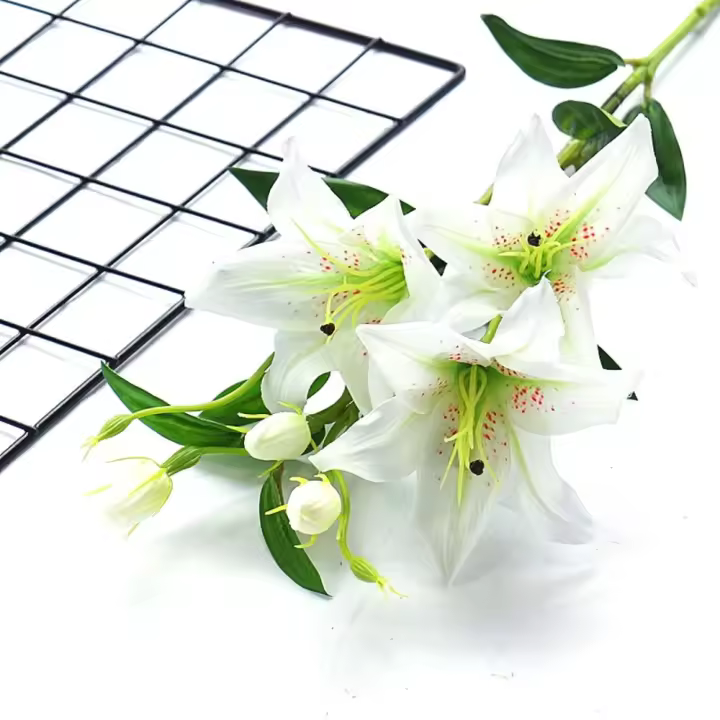 DIY decoración del hogar aspecto Real boda tallo largo ramo Floral rama lirios de imitación flor Artificial planta falsa - 1