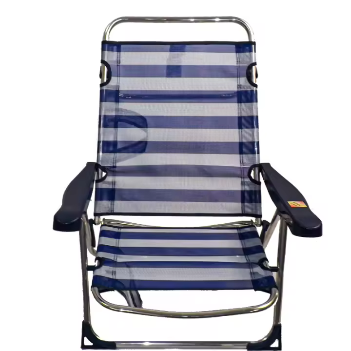 SILLA PLAYA ALCO ALUMINIO FIBRELINE, CON ASAS, AZUL/BLANCO, (607ALF-0056) - 72X65X15CM - 1