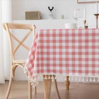 Decoración de mesa, mantel de lino a cuadros, estilo Pastoral, camino de mesa impermeable, antiincrustante con borlas, cubierta de mesa para el hogar - details 4