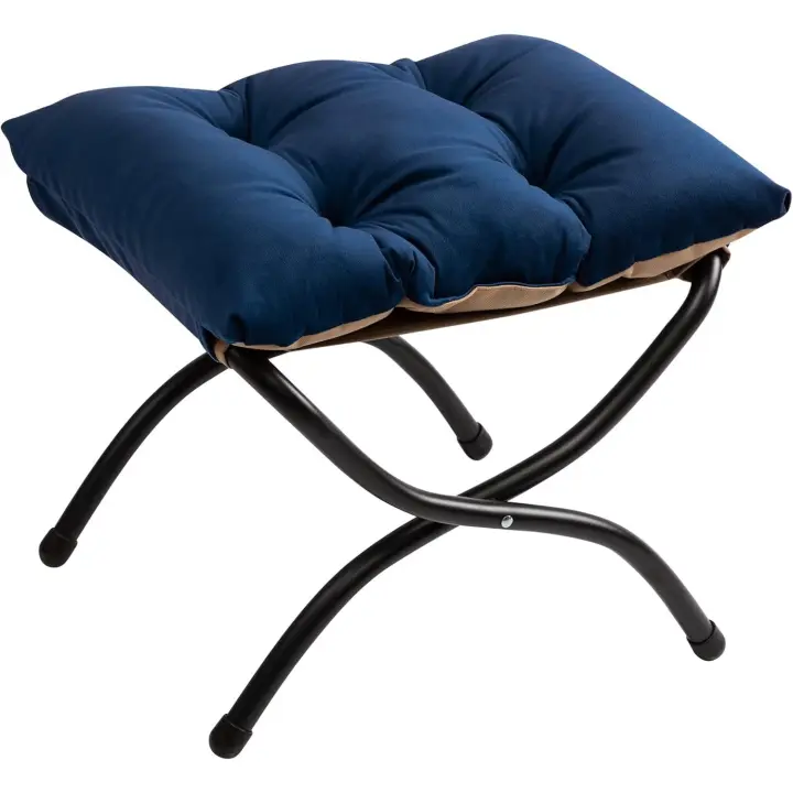 Reposapiés Plegable de , Reposapiés Suave con Patas de Metal, Asiento Otomano Pequeño y Cálido, Gris - 1