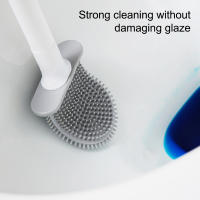 Cepillo de Inodoro de Silicona con Soporte Montado en la Pared Accesorios de Baño Cepillo de Limpieza Suave para el Baño Herramienta de Limpieza Recyclable Mango de Plástico - details 3
