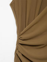 - Diseño plisado sin mangas, color sólido, temperamento elegante, cintura recta, vestido, falda larga, ropa de mujer. - details 9