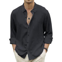 Camisas de Playa para Hombres Algodón Lino de Color Sólido Estilo Casual Suelto - details 7