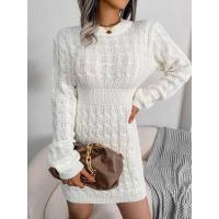 Vestidos de ganchillo para mujer, sexys, atrevidos, ajustados, cortos, de punto, cuello redondo, trenzados, Twist X, otoño e invierno - details 2