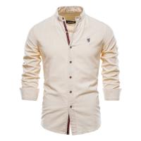 Camisa delgada de primavera y verano, camisa de manga larga de color sólido de negocios de moda para hombres de estilo japonés informal de algodón y lino para hombres (talla de EE. UU.) - details 4