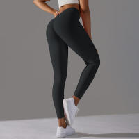 Pantalones de yoga con espalda en V para mujer, leggings sexys para entrenamiento Fiess, gimnasio, correr, cintura alta - details 8