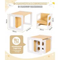 1 Taburete, Juego de Asientos Infantiles 3 en 1 y Banco Convertible en Mesa, Muebles Infantiles (Natural, L) - details 1