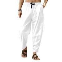 Pantalones de lino y algodón para hombre, ropa de calle transpirable, de Color sólido, informal, para correr, primavera y verano - details 4