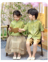Conjunto de dos piezas de Hanfu chino para niñas, disfraz de jardín elegante y moderno estilo Tang para actuación del Día del Niño - details 14