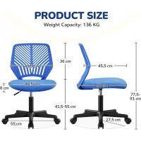 Silla Escritorio de Oficina Ergonómica Silla Giratoria Altura Ajustable sin Reposabrazos Asiento Malla Rosa - details 38