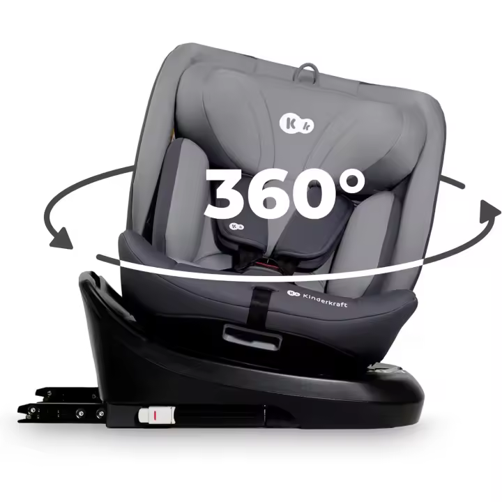 coche para bebé y niños, I-SIZE 40-150 cm, Isofix, Silla Ajustable, Sillade, RWF, FWF, Universal para Asiento de coche, 360º, Grupo 0+/1/2/3, 0-36 kg, Gris - 1