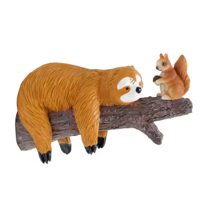 Perezoso de resina y árbol de ardilla colgante, bonitos adornos creativos de animales, estatua impermeable, exquisitas decoraciones para árboles, colgante para el hogar - 1