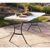 Mesa rectangular plegable blanco efecto granito 185x76x74 cm - details 1