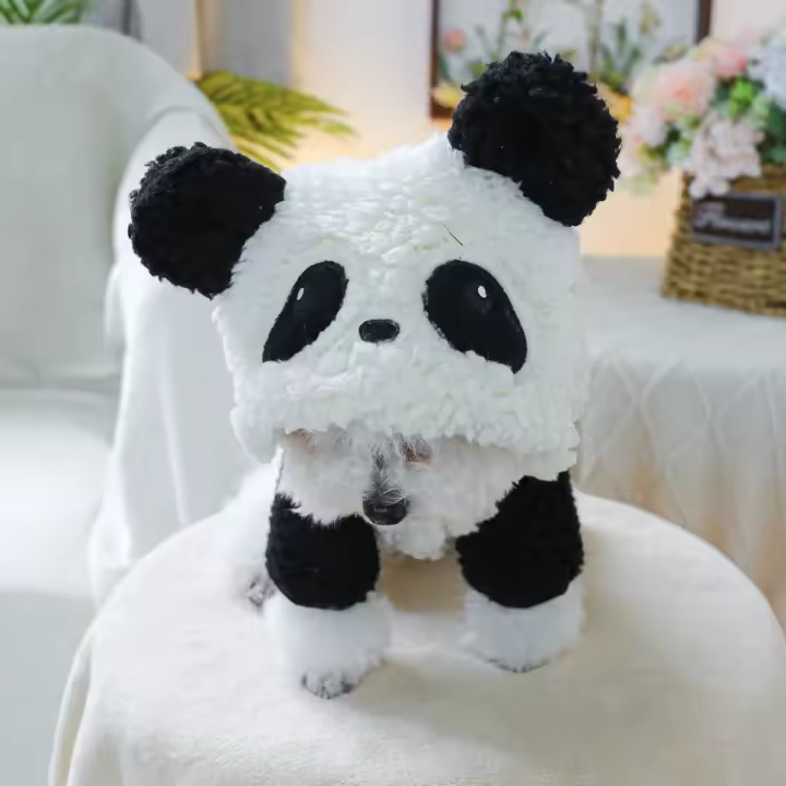 Ropa para mascotas, chaqueta gruesa con gorro de panda blanco y negro para perros pequeños y medianos, otoño e invierno, 1 ud. - 1