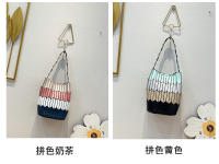 Nuevo bolso de cesta de verduras con diamantes geométricos, bolso de cubo de color de contraste de moda, bolso versátil para mujer. - details 6