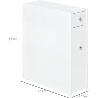 Estrecho 2 Cajones y Compartimiento Superior Tapa Lavabo Ducha 17x48x58 cm Blanco - details 2