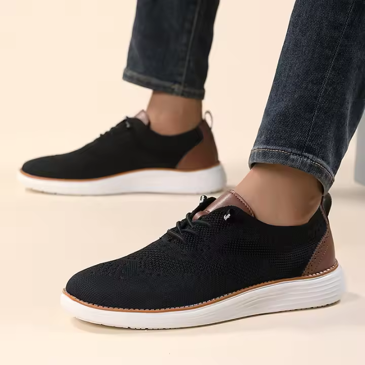 Mocasines de venta caliente, zapatos transpirables tejidos con mosca para hombres, zapatos de malla tejidos con mosca - 1