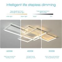Lámpara de techo regulable, 110 cm con control remoto candelabro moderno, acrílico cuadrado de 70 W cerca de la luz de techo para la sala de estar del dormitorio, blanco - details 3