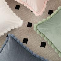 Funda de almohada de terciopelo respetuosa con la piel, funda de cojín Vintage de Color sólido, funda de almohada de 45x45cm con pelo de conejo - details 4