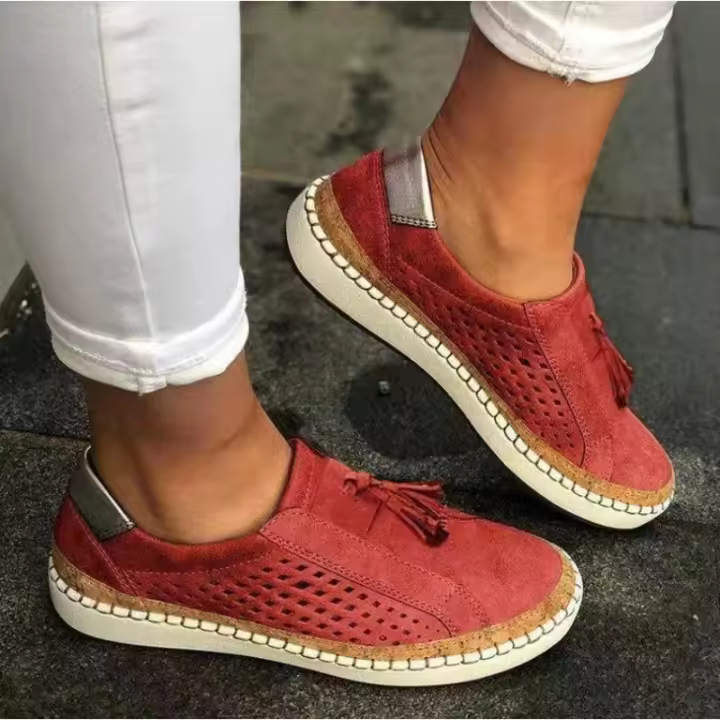 Zapatos individuales de gran tamaño, zapatos casuales de moda con borlas europeas y americanas, zapatos perezosos sin cordones para mujer - 1