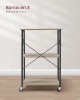 Estantería de Cocina con Ruedas, Carrito de Servicio de 3 Niveles, Estantería para Microondas, Horno, Tostadora, Marco de Metal con 6 Ganchos, Marrón Rústico y Negro KKS60XV1 - details 33