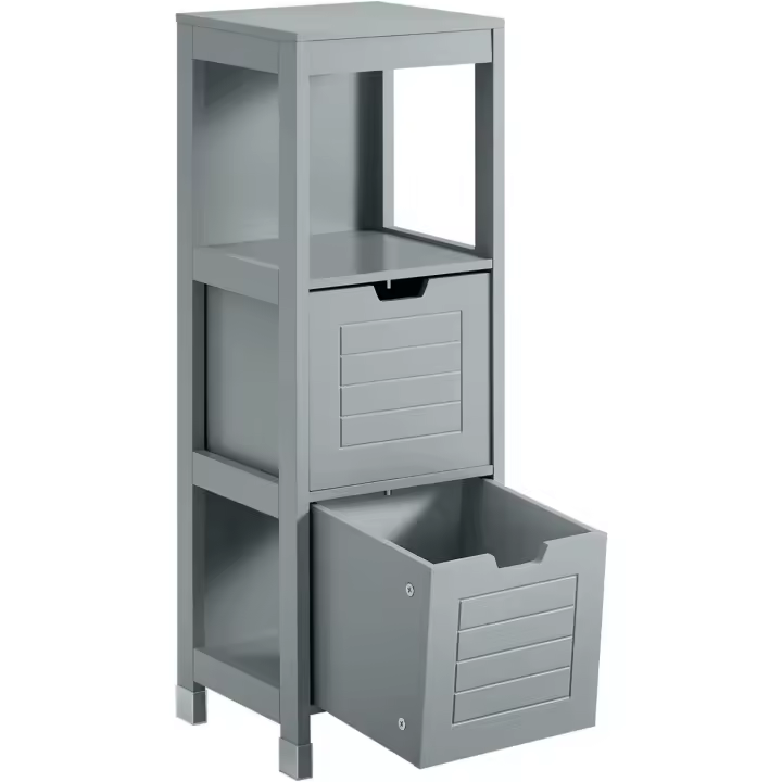 SoBuy Armario de Baño Mueble Baño Auxiliar Organizador con 1 Comportamiento Abierto y 2 Puertas 70 x 35 x 90 cm Blanco BZR121-W ES - 1