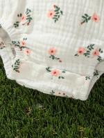 Ropa linda de verano para bebé y niña, mono floral con mangas con volantes, conjunto de mameluco (sin diadema) - details 3