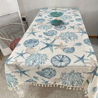 Mantel de poliéster con estampado floral de una sola cara - Cubierta cuadrada para mesa de cocina y comedor, tela duradera de fácil limpieza con bordes con flecos para uso en el hogar y restaurante, tema costero, textura suave, planificadores de eventos - details 1