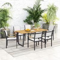 Mesa de Jardín de Madera Rectangular Estructura de Acero y Encimera de Listones 175x80x75 cm - details 8