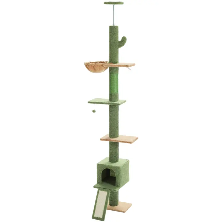 Árbol para gatos de alto ajustable, 210-274 cm, con poste rascador, condominio y torre para gatos de interior, Juguetes para gatos - 1