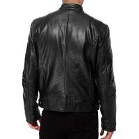 Chaqueta de Cuero Motera Delgada Ajuste Cinturón, Abeto, Anti-viento para Otoño - details 5