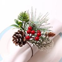 Anillos de Servilletas de Navidad y Accesorio de Mesa para 6 Piezas con Diseño de Brotes de Pino y Bayas en Estilo Rústico y Granja Material Plástico - details 6
